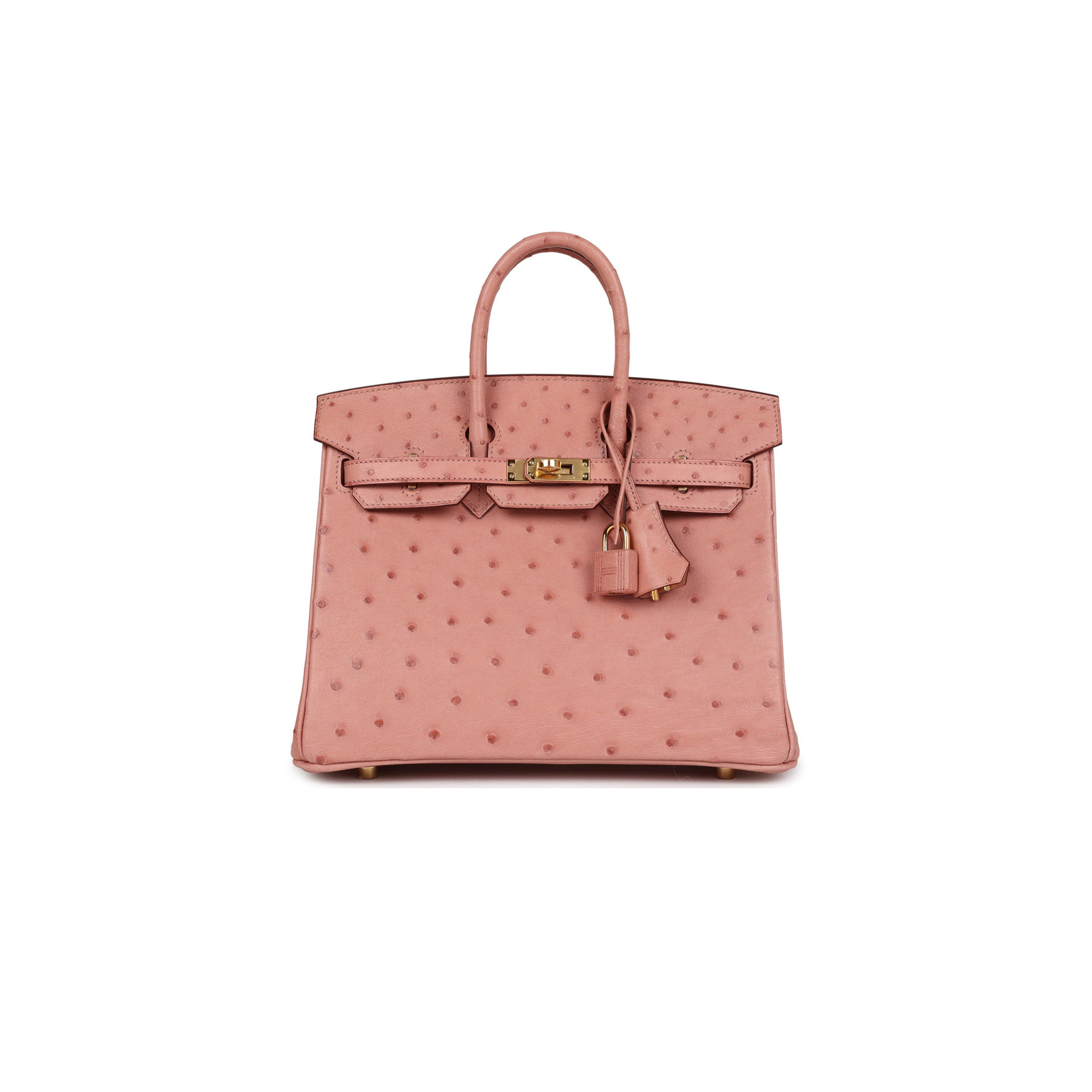 HERMÈS MASTER BIRKIN 25 OSTRICH LEATHER CHERRY BLOSSOM PINK GOLD BUCKLE H041944CK92 (25*20*13cm)